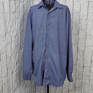 BLACK LABEL BY RUFFINI Blue and‎ White Men's Dress Shirt 15-15 1/2 30-35